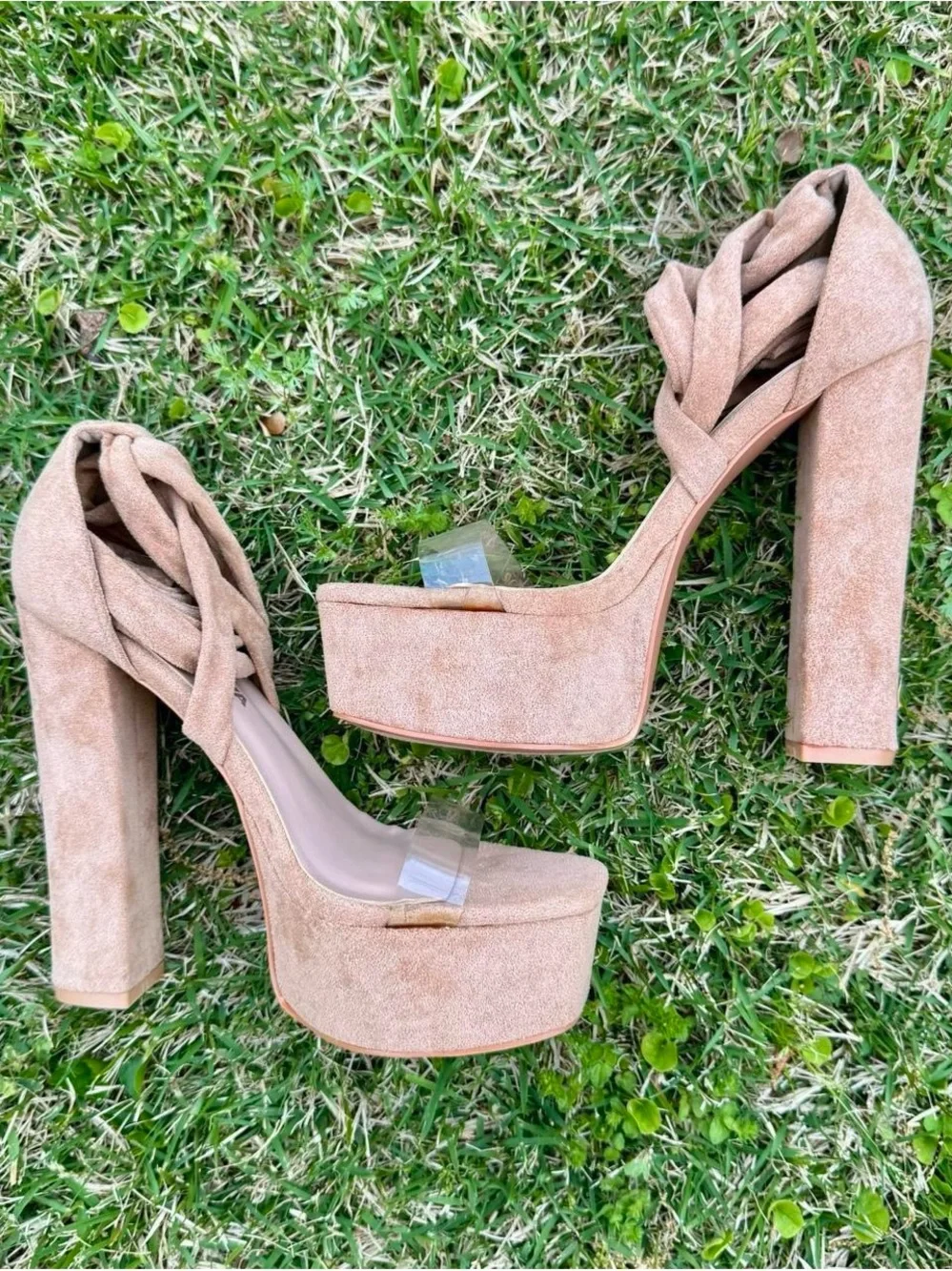 Women’s Tan Platform Lace-Up High Heel Sandals